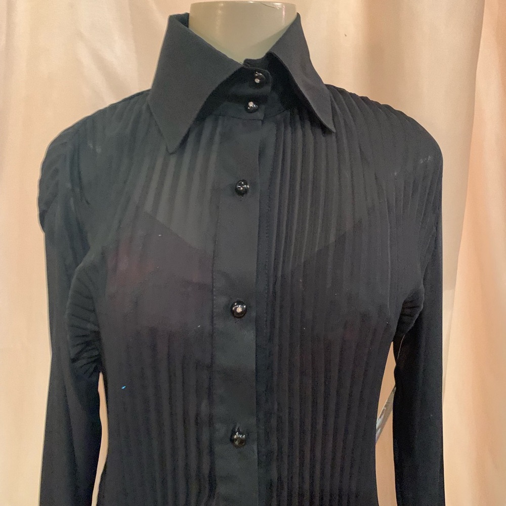 dolce & gabbana basics black ribbed sheer blouse